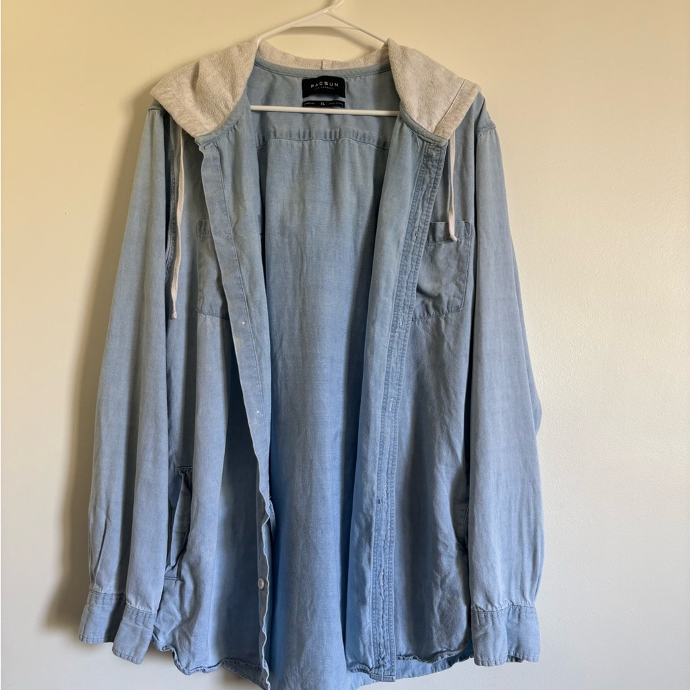 Light Blue Denim Jacket with Hood